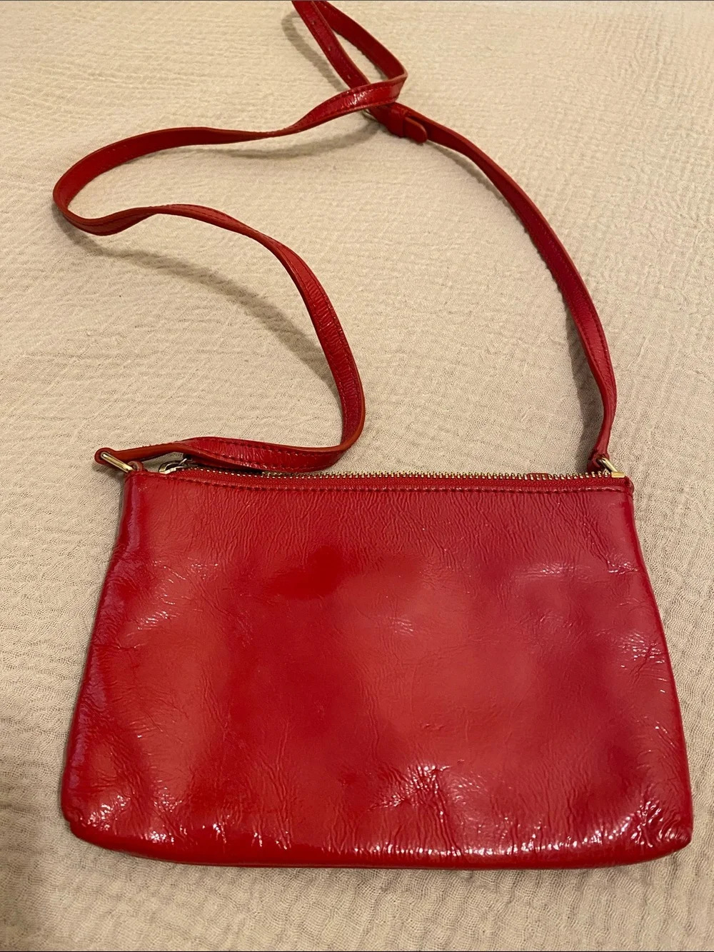 Cole Haan  Red Leather Crossbody Bag with Gold Hardware